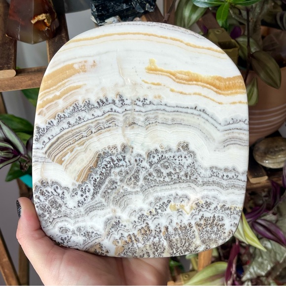 🧡Dendritic Orange Banded Calcite Crystal Slab & Stand🧡 - Picture 3 of 4